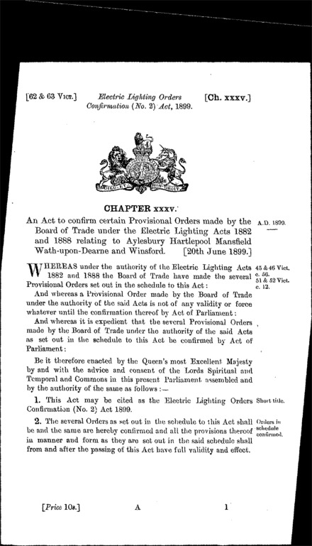 Electric Lighting Orders Confirmation (No. 2) Act 1899