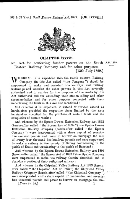 South Eastern Railway Act 1899