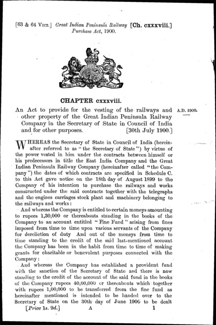 Great Indian Peninsula Railway Purchase Act 1900