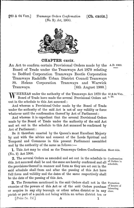 Tramways Orders Confirmation (No. 2) Act 1900