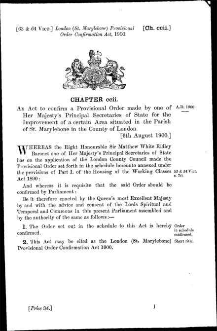 London (St. Marylebone) Provisional Order Confirmation Act 1900