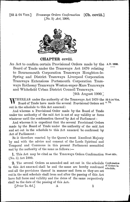 Tramways Orders Confirmation (No. 5) Act 1900