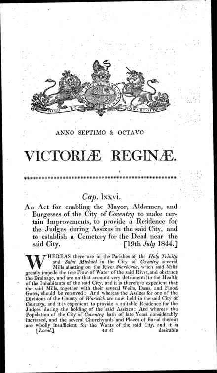 Coventry Improvement Act 1844