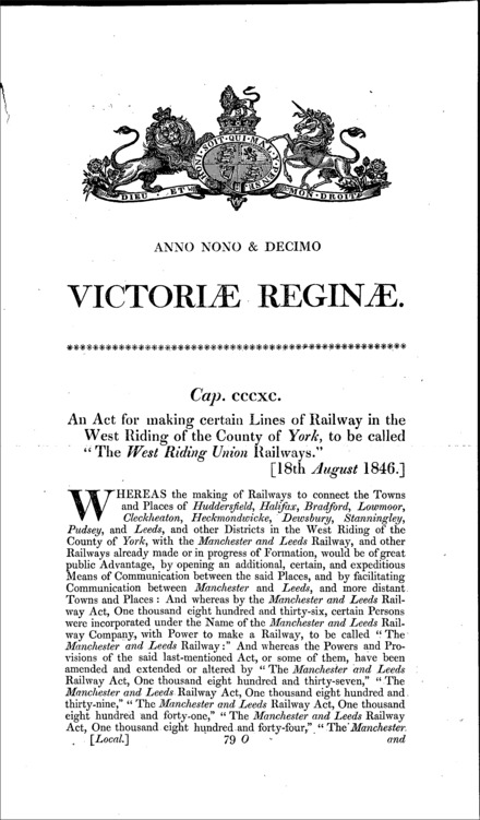 West Riding Union Railways Act 1846