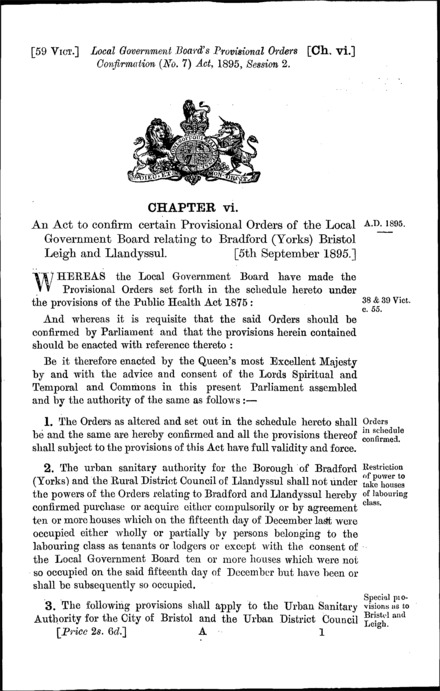 Local Government Board's Provisional Orders Confirmation (No. 7) Act 1895