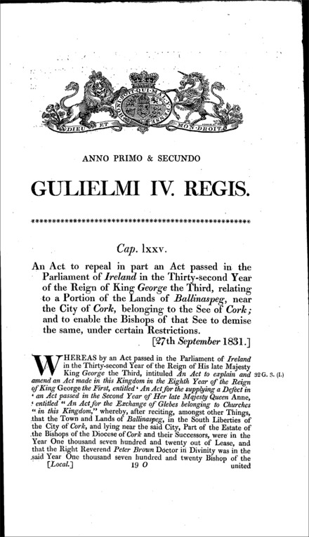 Ballinaspeg Demise Act 1831