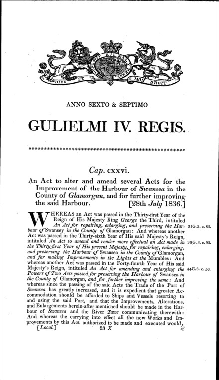 Swansea Harbour Act 1836
