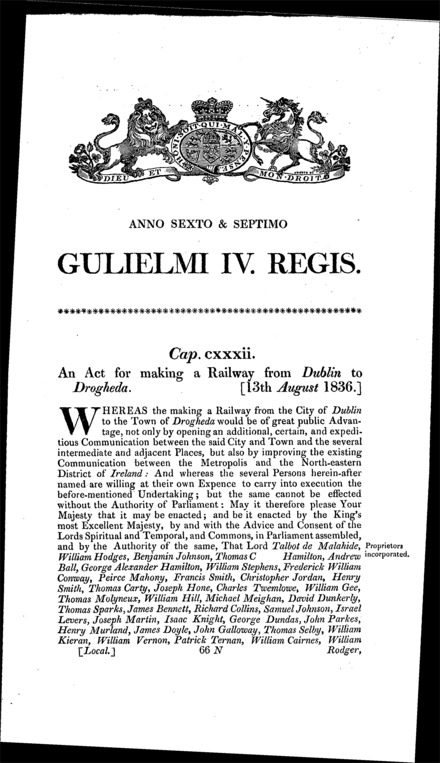 Dublin and Drogheda Railway Act 1836