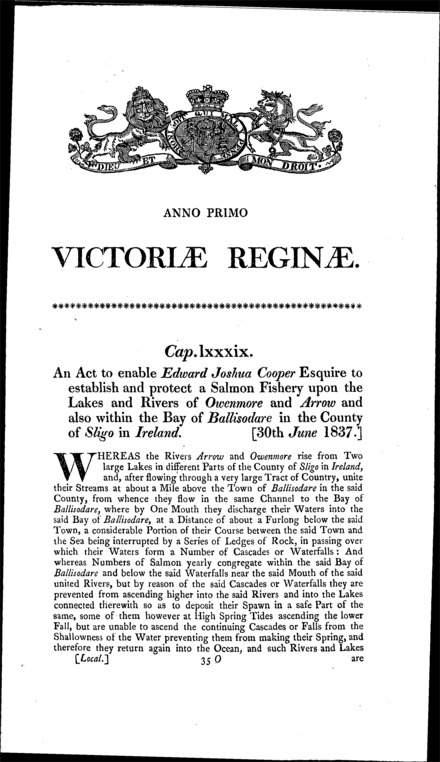 Sligo Salmon Fishery Act 1837