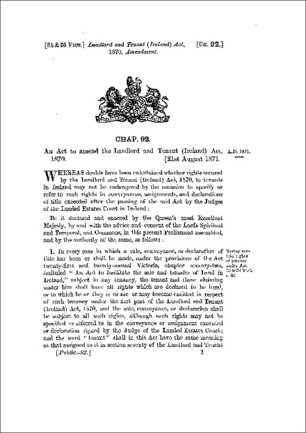 Landlord and Tenant (Ireland) Act 1871