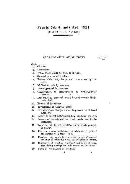 Trusts (Scotland) Act 1921