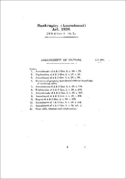 Bankruptcy (Amendment) Act 1926