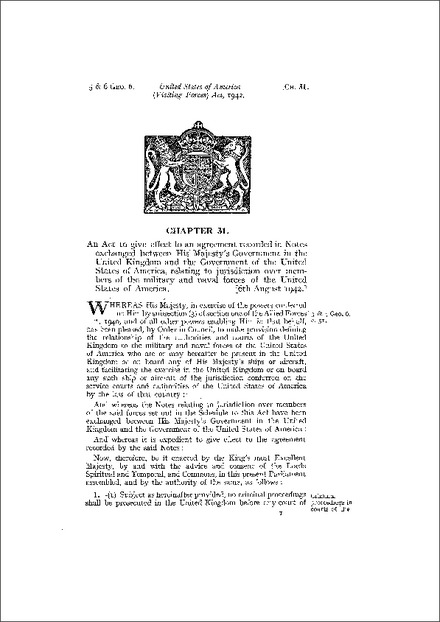 United States of America (Visiting Forces) Act 1942