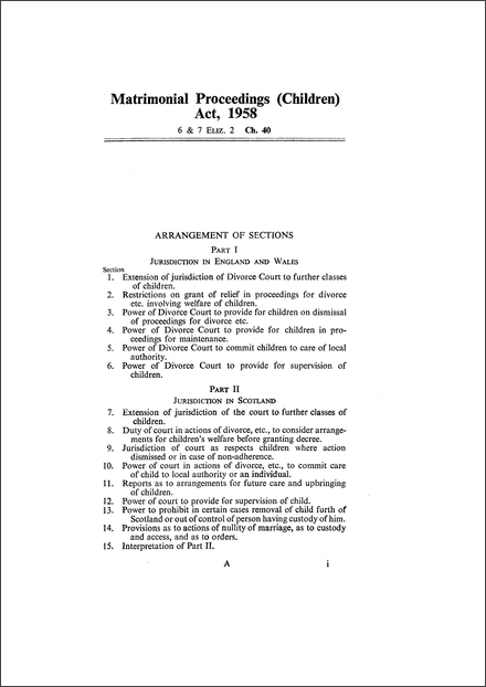 Matrimonial Proceedings (Children) Act 1958