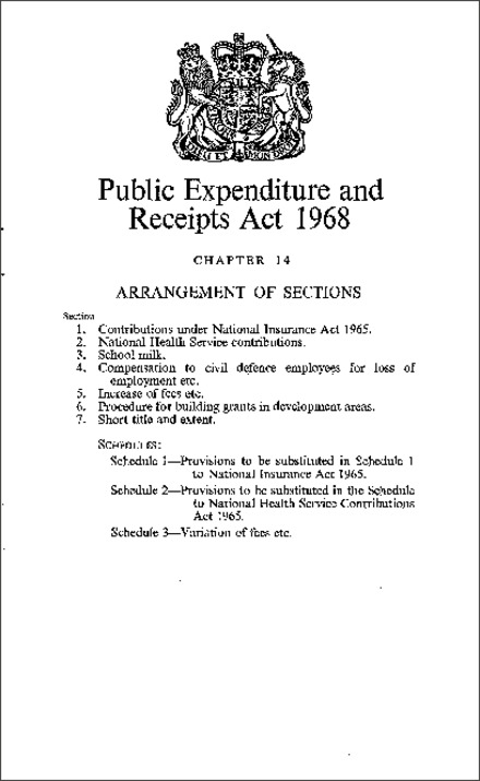 Public Expenditure and Receipts Act 1968