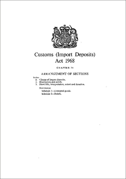 Customs (Import Deposits) Act 1968