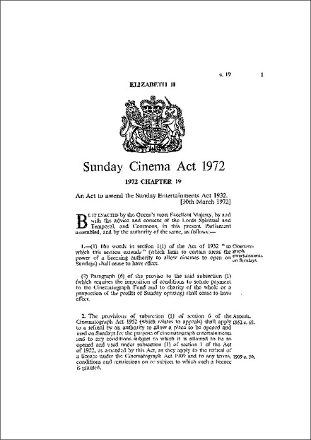 Sunday Cinema Act 1972