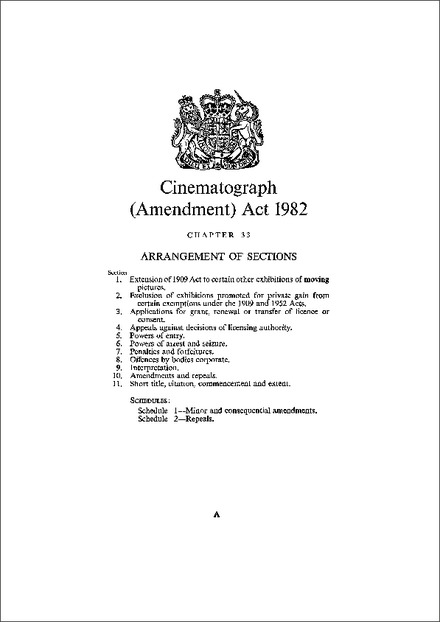 Cinematograph (Amendment) Act 1982