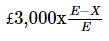 Formula - £3,000 multiplied by (E multiplied by X) divided by E