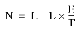 Formula - N equals L minus L multiplied by (E divided by T)