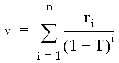 Formula - v equals the sum from i equals 1 to n of ri divided by (1 plus T) to the power of i