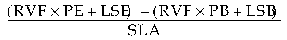 Formula - (RVF multiplied by PE plus LSE) minus (RVF multiplied by PB plus LSB) divided by SLA