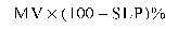 Formula - MV multiplied by (100 minus SLP)%