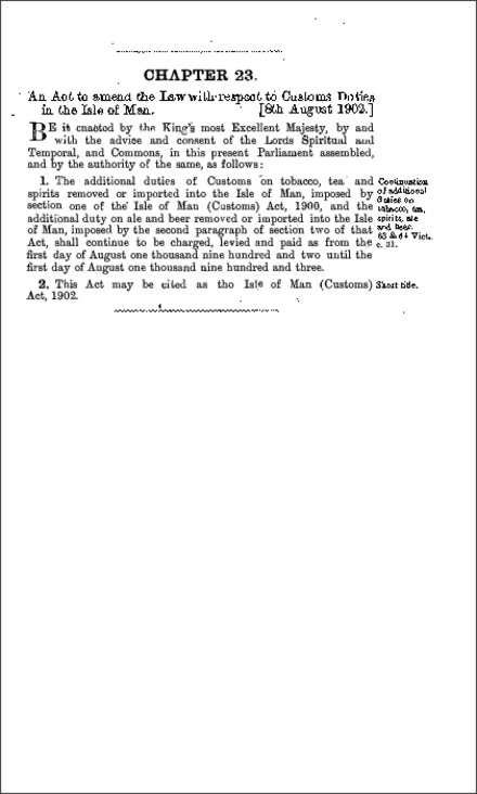 Isle of Man (Customs) Act 1902