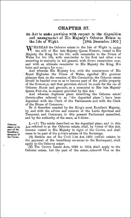 Osborne Estate Act 1902
