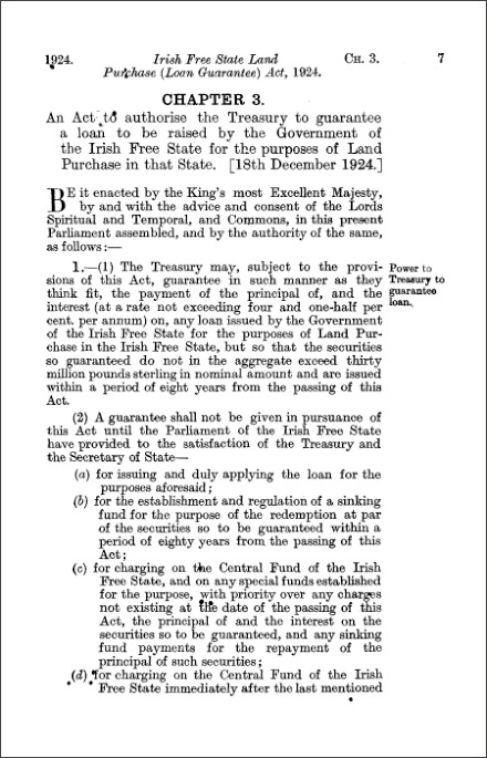 Irish Free State Land Purchase (Loan Guarantee) Act 1924