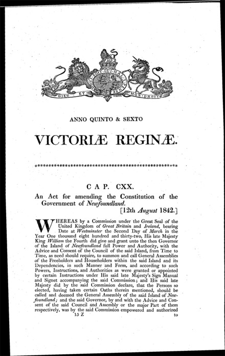 The Newfoundland Act 1842