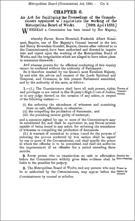 Metropolitan Board (Commission) Act 1888