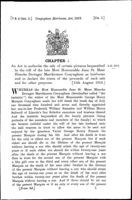 Conyngham Heirlooms Act 1913