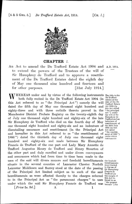 De Trafford Estate Act 1914