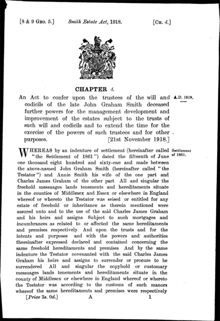 Smith Estate Act 1918