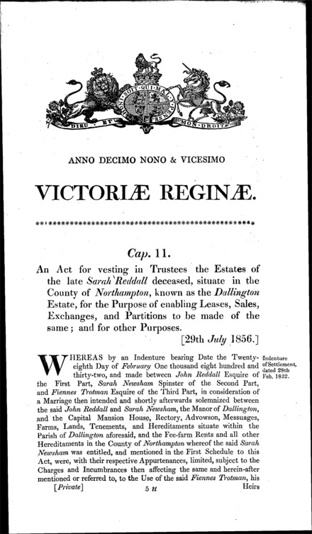 Dallington Estate Act 1856