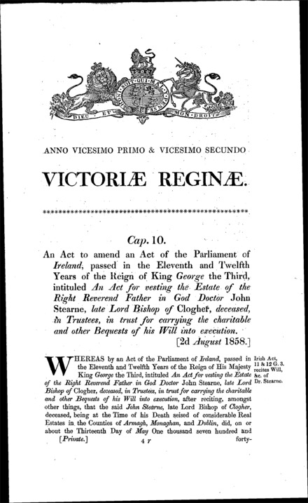 Stearne's Charities Act 1858