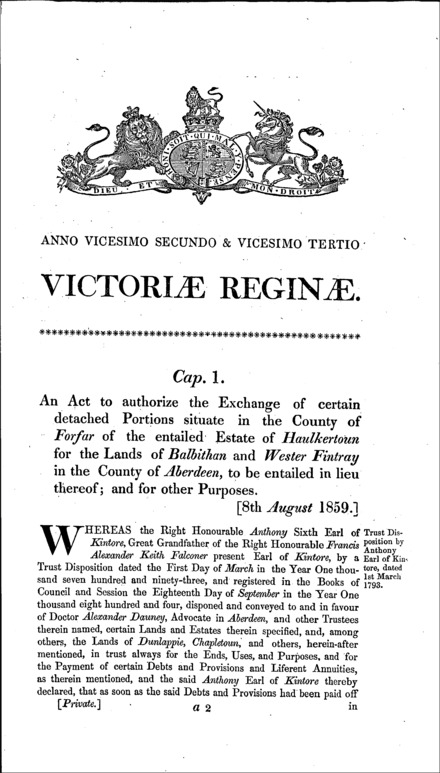 The Earl of Kintore's Estate Act 1859