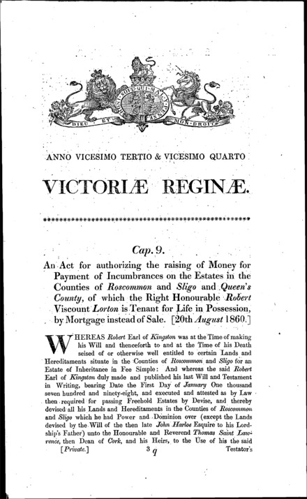 Viscount Lorton's Estate Act 1860