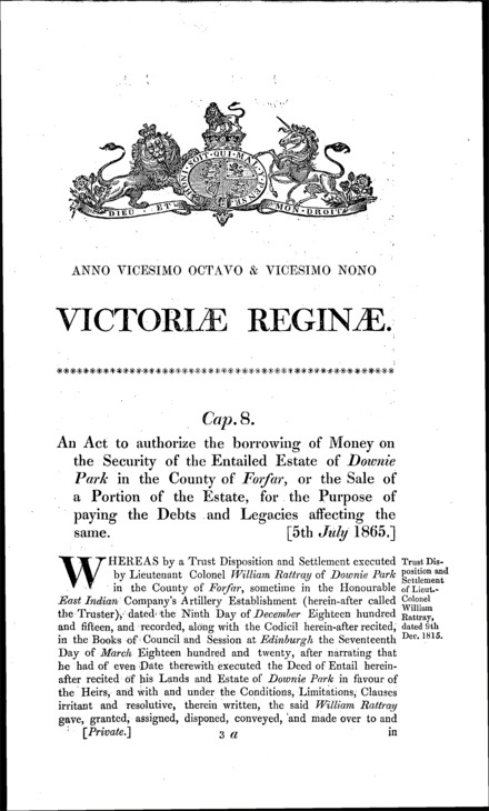 Rattray's Estate Act 1865