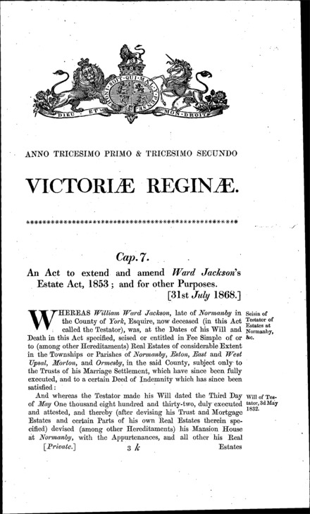 The Ward Jackson's Estate Act 1868