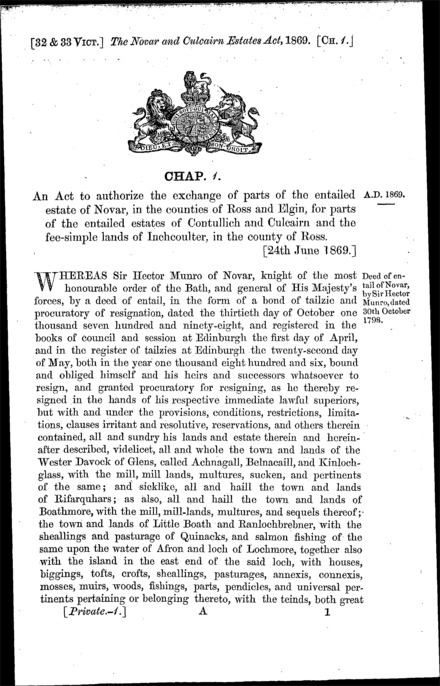 The Novar and Culcairn Estates Act 1869