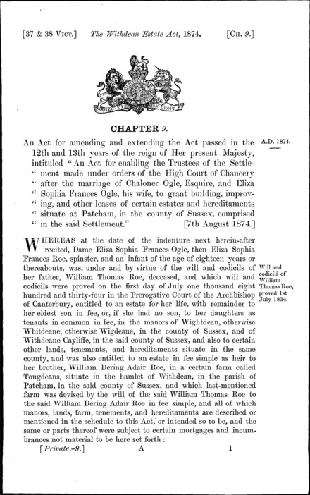 The Withdean Estate Act 1874