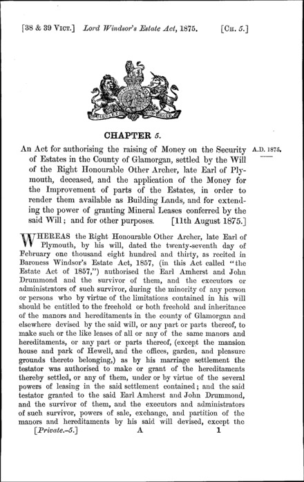 Lord Windsor's Estate Act 1875
