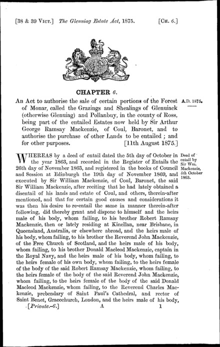 Glenuiag Estate Act 1875