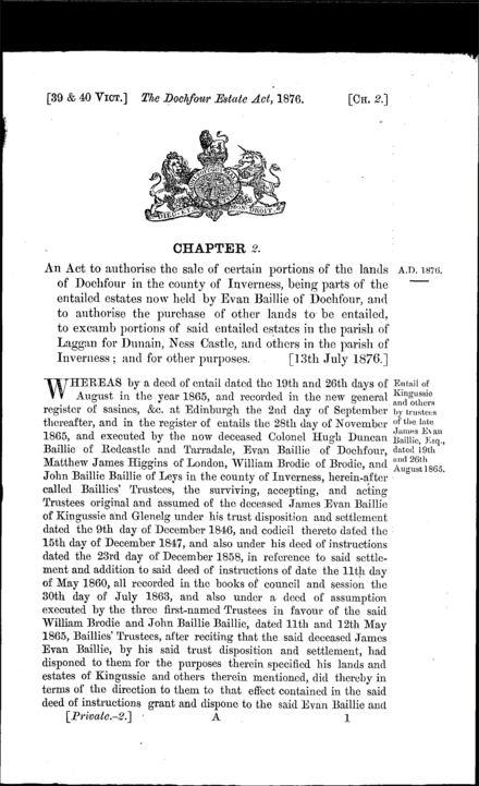 The Dochfour Estate Act 1876