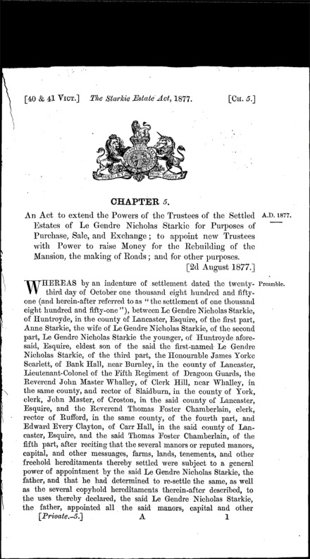 The Starkie Estate Act 1877