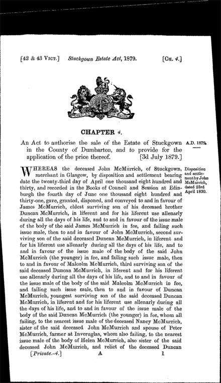 Stuckgown Estate Act 1879