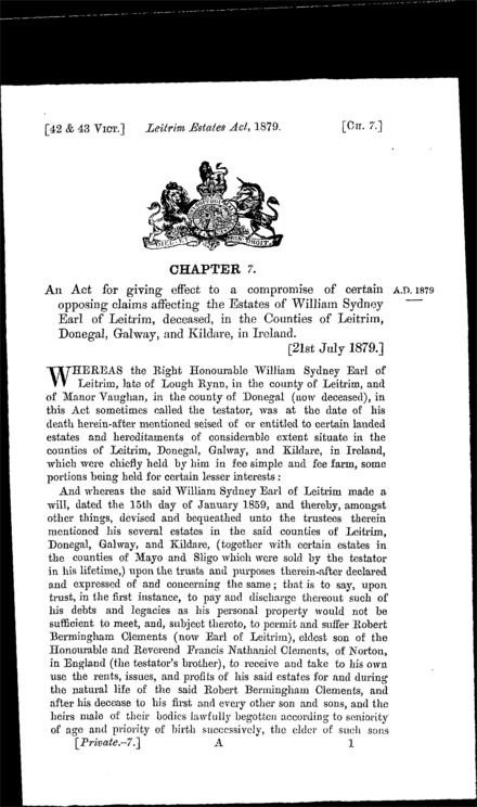 Leitrim Estates Act 1879
