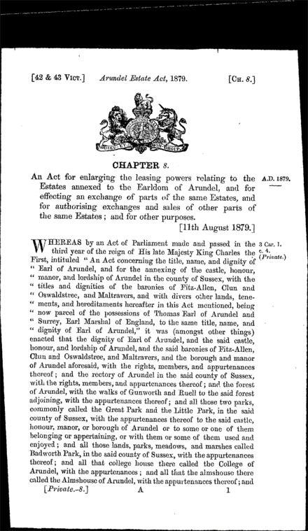 Arundel Estate Act 1879